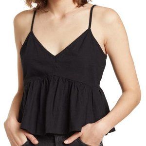 Textured Cotton Peplum Tank Top